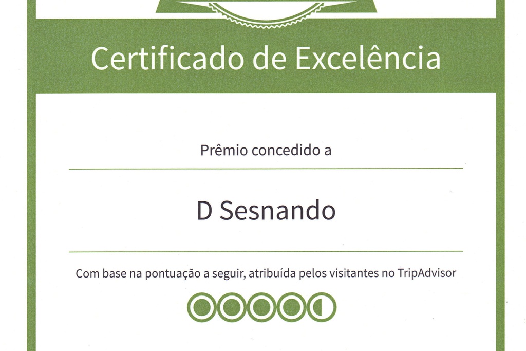 O restaurante D. Sesnando é distinguido com o Certificado de Excelência Tripadvisor 2014